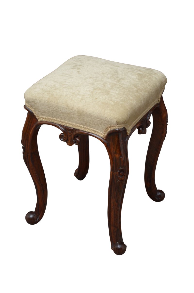 English Victorian Dressing Table Stool In Rosewood